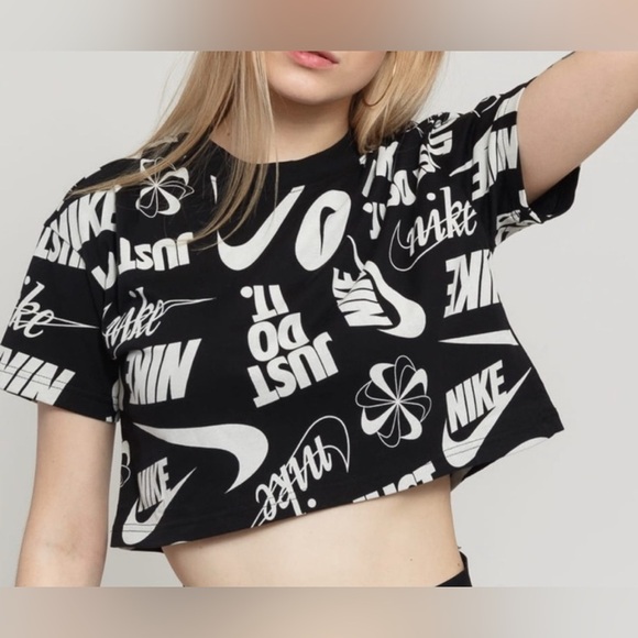 Nike Tops - Nike Black Graphic Crop Tee